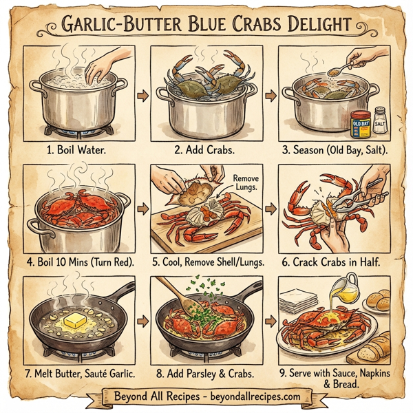 Garlic-Butter Blue Crabs Delight instructions