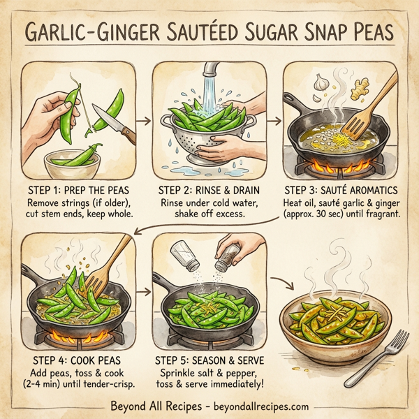 Garlic-Ginger Sautéed Sugar Snap Peas instructions