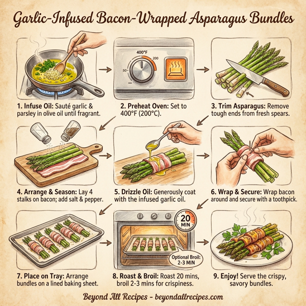 Garlic-Infused Bacon-Wrapped Asparagus Bundles instructions