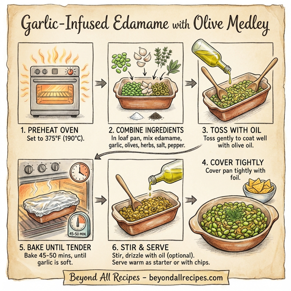 Garlic-Infused Edamame with Olive Medley instructions