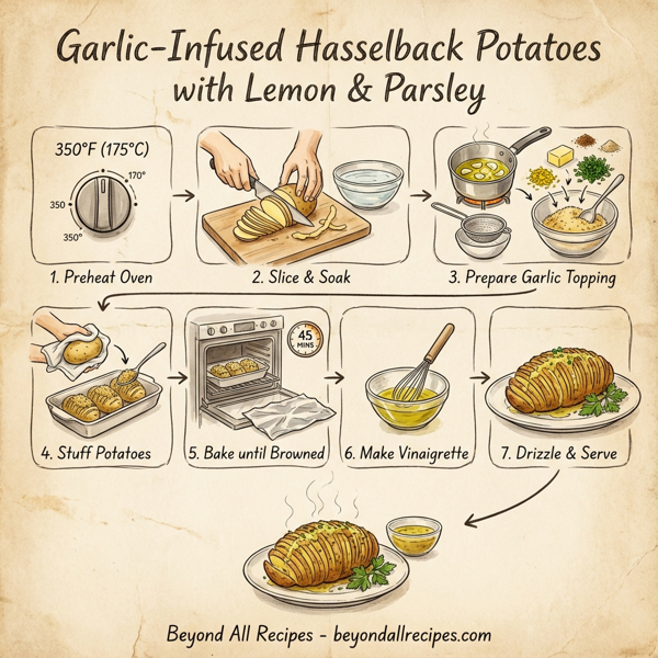 Garlic-Infused Hasselback Potatoes with Lemon & Parsley instructions