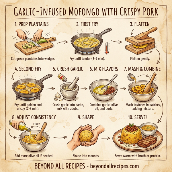 Garlic-Infused Mofongo with Crispy Pork instructions