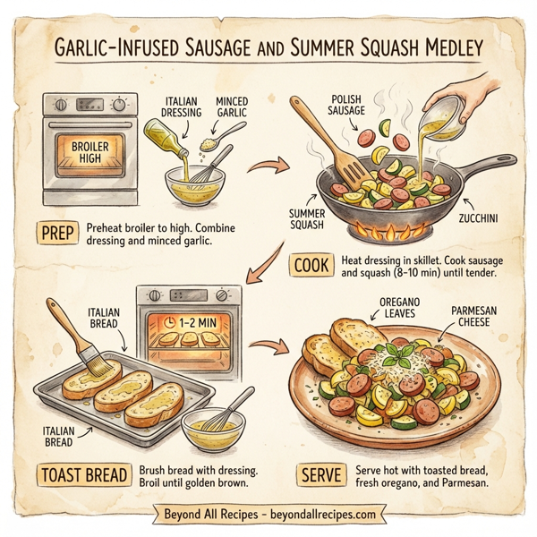Garlic-Infused Sausage and Summer Squash Medley instructions