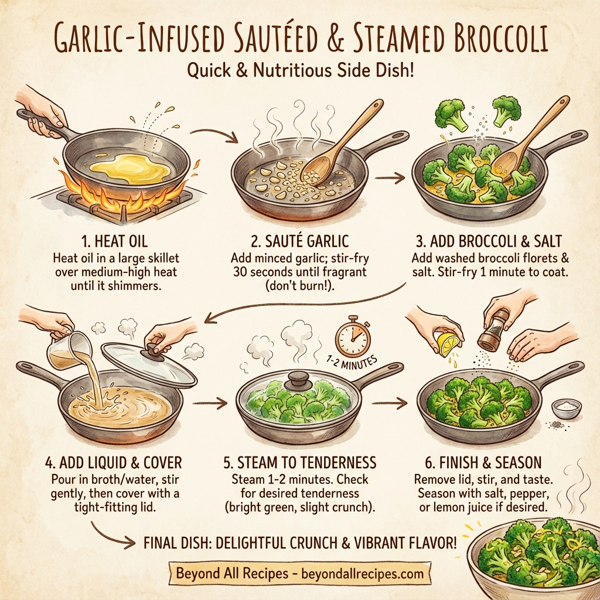 Garlic-Infused Sautéed & Steamed Broccoli instructions
