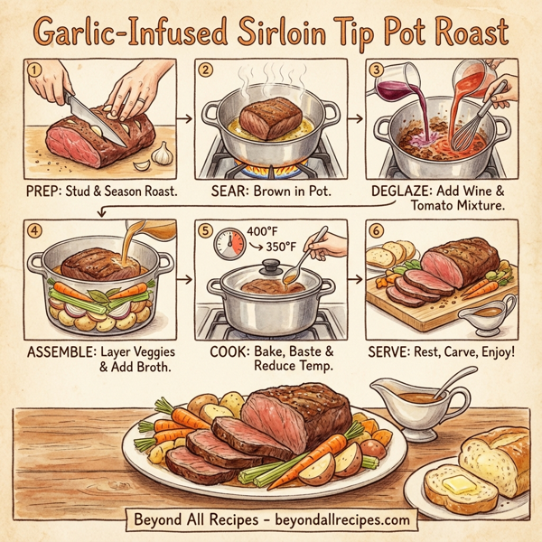 Garlic-Infused Sirloin Tip Pot Roast instructions