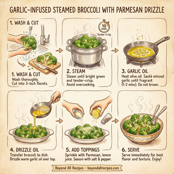 Garlic-Infused Steamed Broccoli with Parmesan Drizzle instructions
