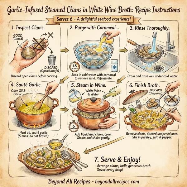 Garlic-Infused Steamed Clams in White Wine Broth instructions