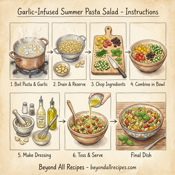 Garlic-Infused Summer Pasta Salad instructions