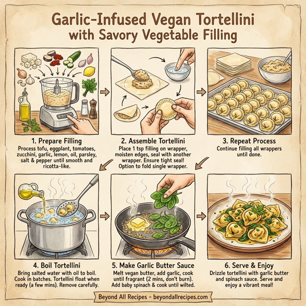 Garlic-Infused Vegan Tortellini with Savory Vegetable Filling instructions