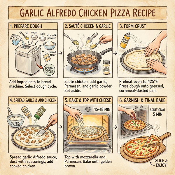 Garlic Alfredo Chicken Pizza instructions