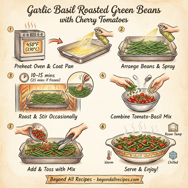 Garlic Basil Roasted Green Beans with Cherry Tomatoes instructions