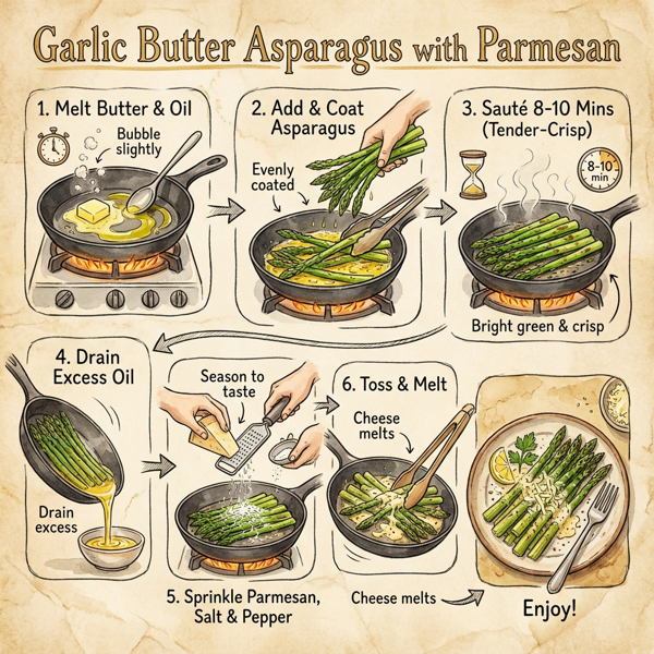 Garlic Butter Asparagus with Parmesan instructions
