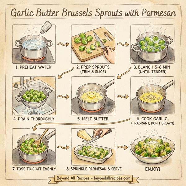 Garlic Butter Brussels Sprouts with Parmesan instructions