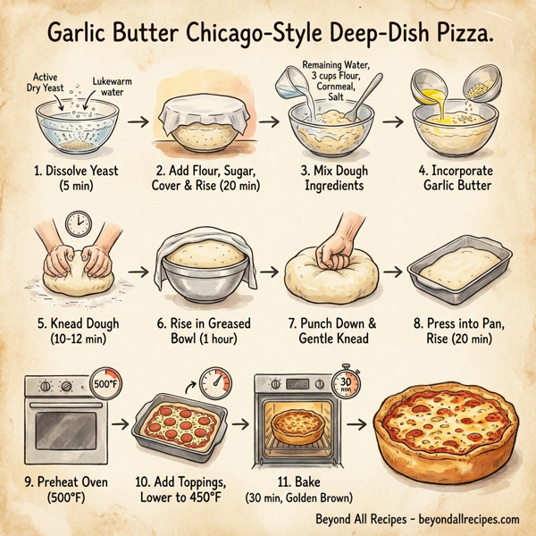Garlic Butter Chicago-Style Deep-Dish Pizza instructions