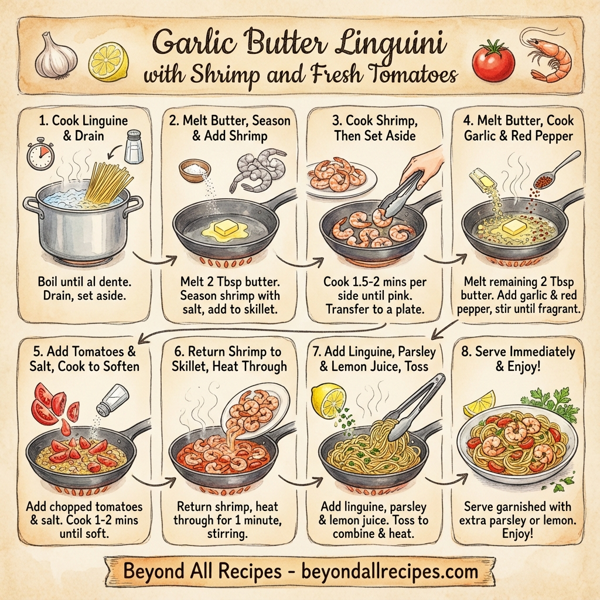 Garlic Butter Linguini with Shrimp and Fresh Tomatoes instructions