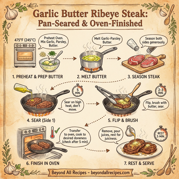 Garlic Butter Ribeye Steak: Pan-Seared & Oven-Finished instructions