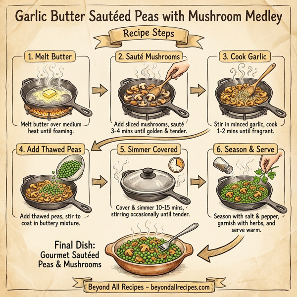 Garlic Butter Sautéed Peas with Mushroom Medley instructions