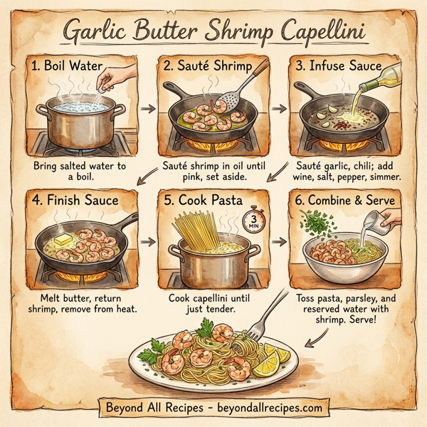 Garlic Butter Shrimp Capellini instructions