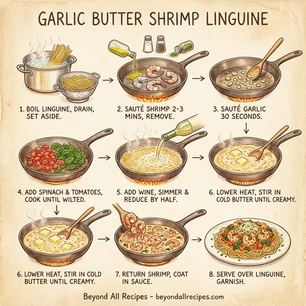 Garlic Butter Shrimp Linguine instructions