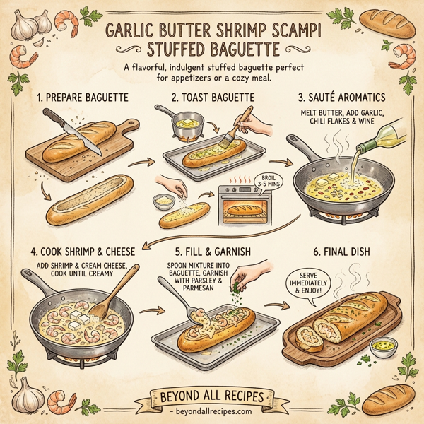 Garlic Butter Shrimp Scampi Stuffed Baguette instructions