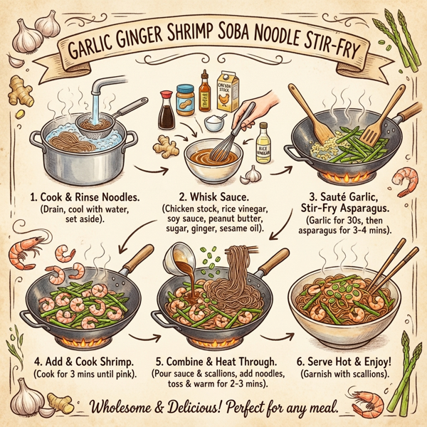 Garlic Ginger Shrimp Soba Noodle Stir-Fry instructions