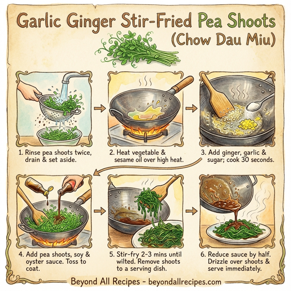 Garlic Ginger Stir-Fried Pea Shoots instructions