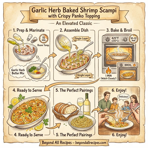 Garlic Herb Baked Shrimp Scampi with Crispy Panko Topping instructions