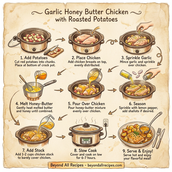 Garlic Honey Butter Chicken with Roasted Potatoes instructions