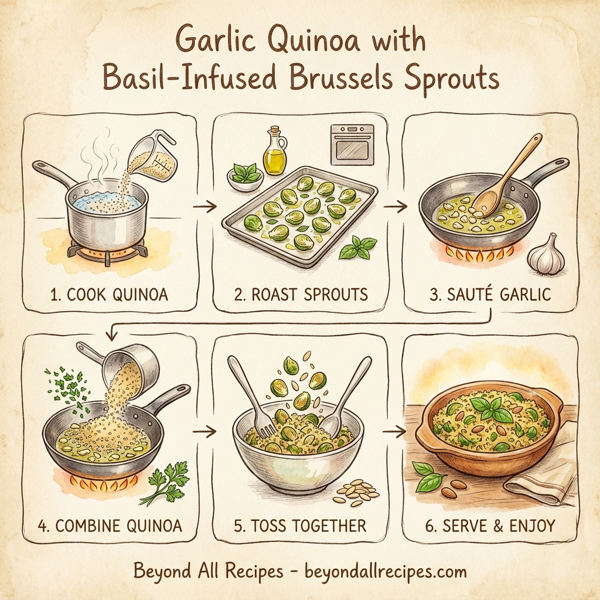 Garlic Quinoa with Basil-Infused Brussels Sprouts instructions