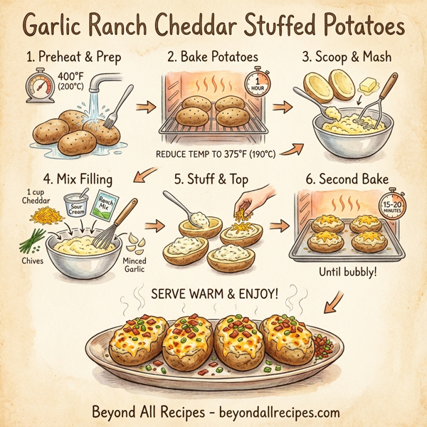 Garlic Ranch Cheddar Stuffed Potatoes instructions