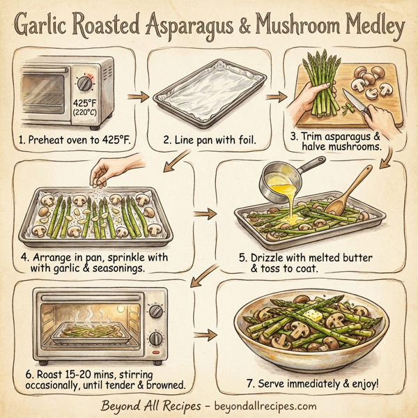 Garlic Roasted Asparagus & Mushroom Medley instructions