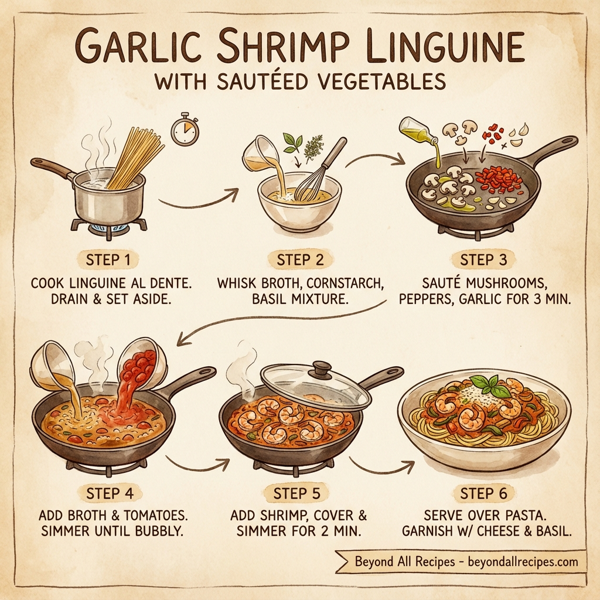 Garlic Shrimp Linguine with Sautéed Vegetables instructions