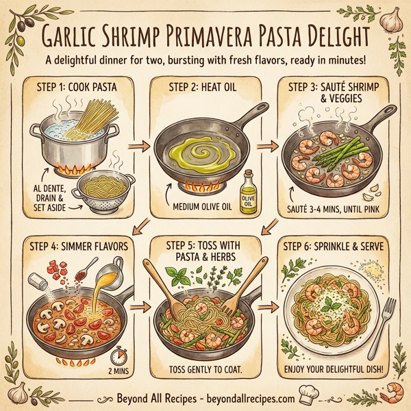 Garlic Shrimp Primavera Pasta Delight instructions