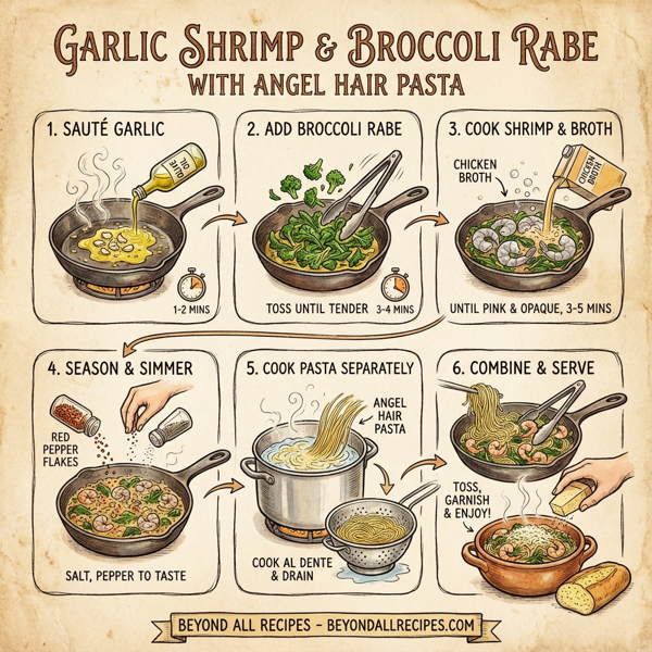 Garlic Shrimp & Broccoli Rabe with Angel Hair Pasta instructions