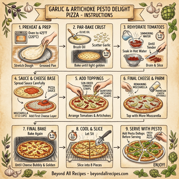 Garlic & Artichoke Pesto Delight Pizza instructions