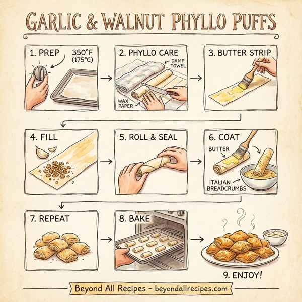 Garlic & Walnut Phyllo Puffs instructions