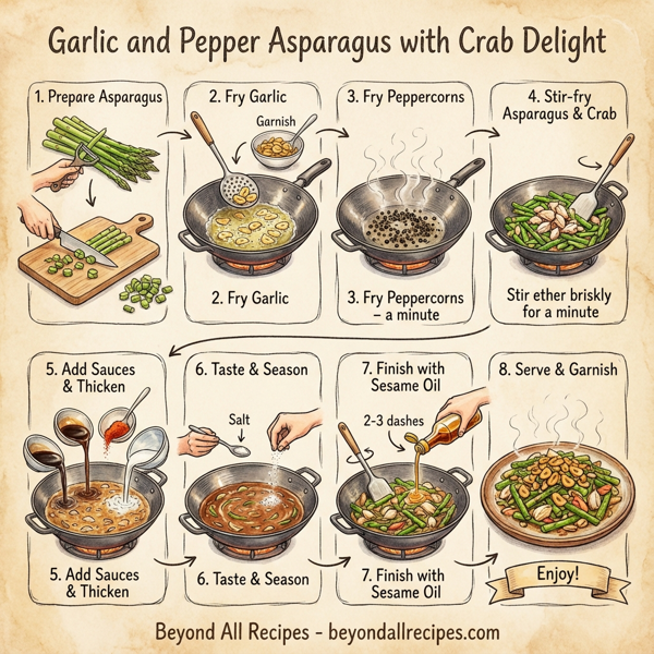 Garlic and Pepper Asparagus with Crab Delight instructions