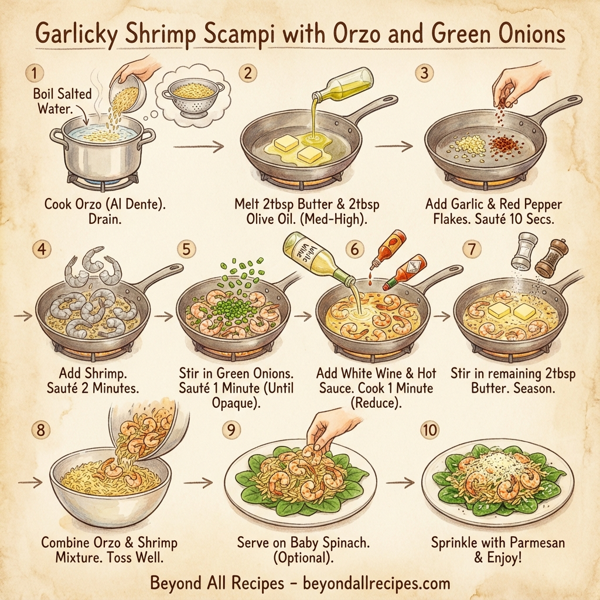 Garlicky Shrimp Scampi with Orzo and Green Onions instructions