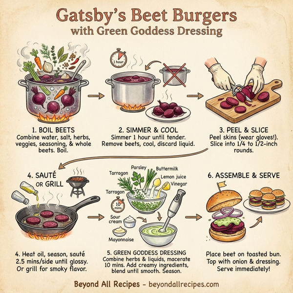Gatsby's Beet Burgers with Green Goddess Dressing instructions