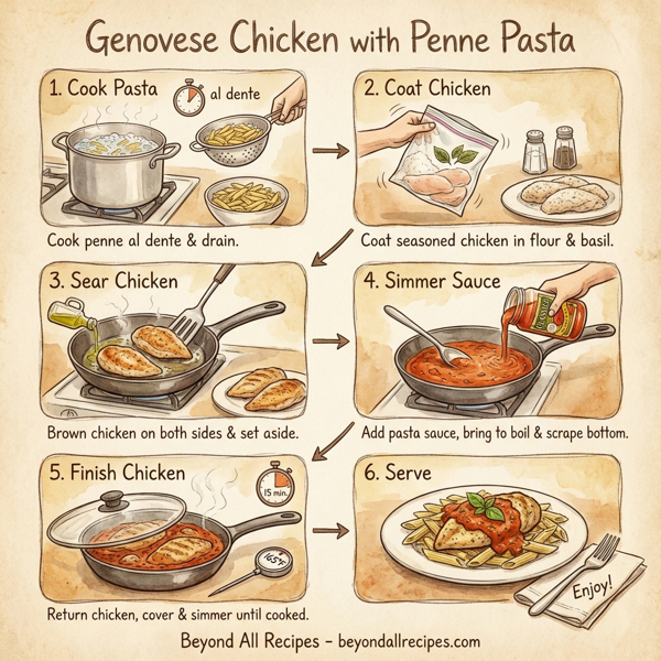 Genovese Chicken with Penne Pasta instructions