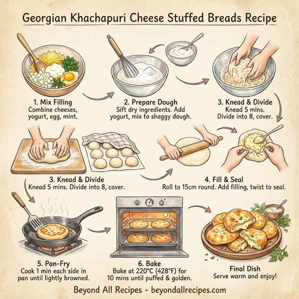 Georgian Khachapuri Cheese Stuffed Breads instructions