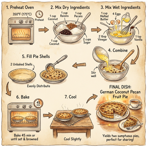 German Coconut Pecan Fruit Pie instructions