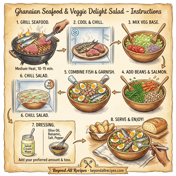 Ghanaian Seafood & Veggie Delight Salad instructions