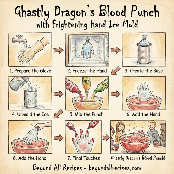 Ghastly Dragon's Blood Punch with Frightening Hand Ice Mold instructions