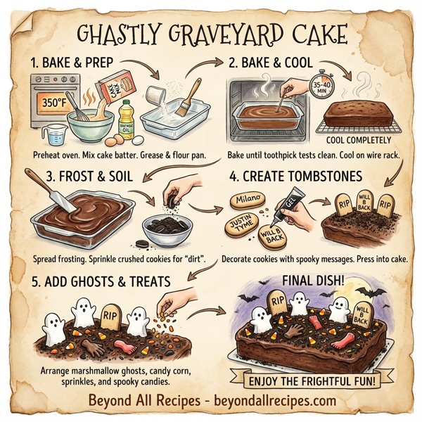 Ghastly Graveyard Cake instructions