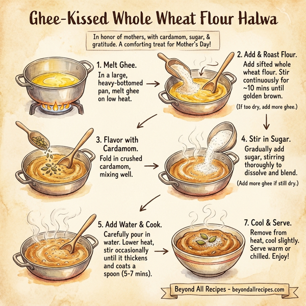 Ghee-Kissed Whole Wheat Flour Halwa instructions
