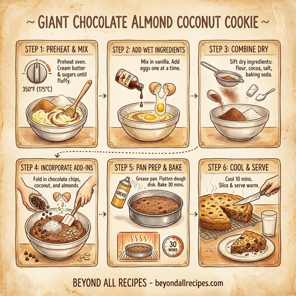 Giant Chocolate Almond Coconut Cookie instructions
