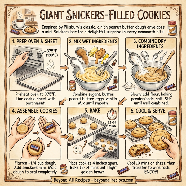 Giant Snickers-Filled Cookies instructions