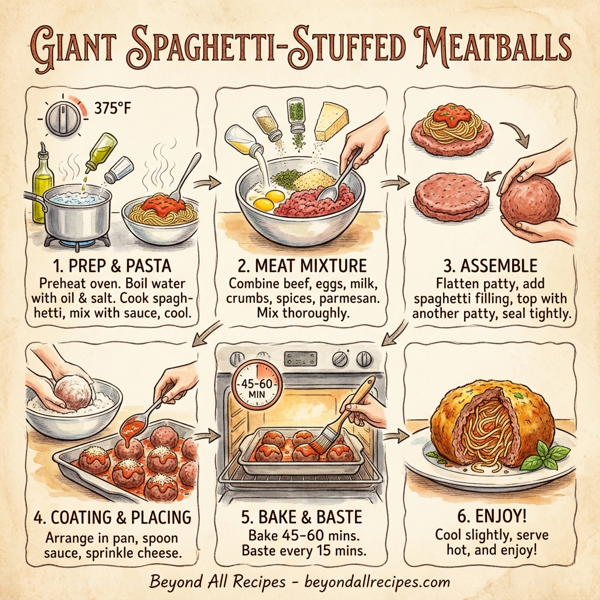 Giant Spaghetti-Stuffed Meatballs instructions
