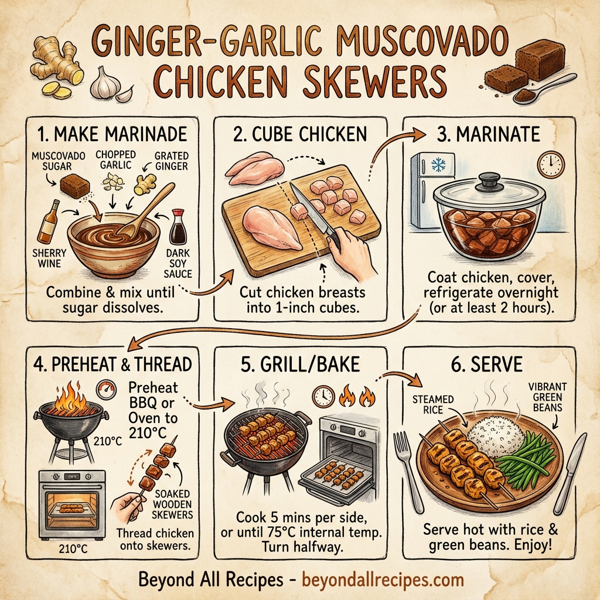 Ginger-Garlic Muscovado Chicken Skewers instructions